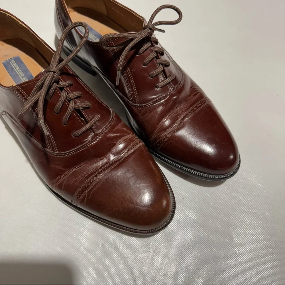 Giorgio Brutini Brown Leather Cap Toe Lace Up‎ Oxford Dress Shoes Mens Size 10